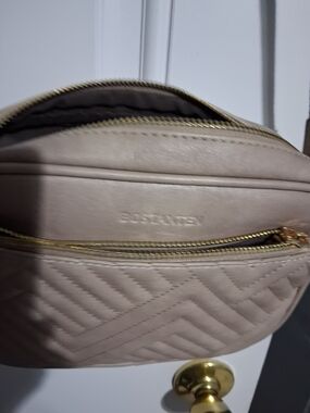 Bostonian Quilted Crossbody Bag in Taupe with Gold Hardware